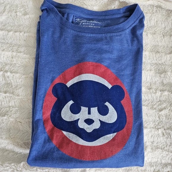 Chicago Cubs Men's Heather Royal Faded 1980's Cub Face Logo Ballpark Tee - Picture 2 of 4